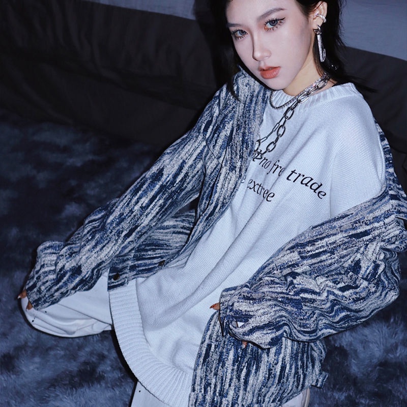 Jiashucheng Áo Khoác Denim Nhuộm Màu Dáng Rộng Phong Cách Harajuku Hàn Quốc Mới