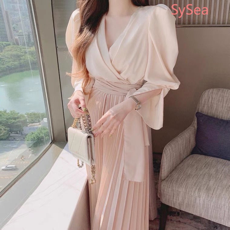 Set Áo Chiffon + Chân Váy Dài Xếp Ly Thời Trang Pháp Cho Nữ