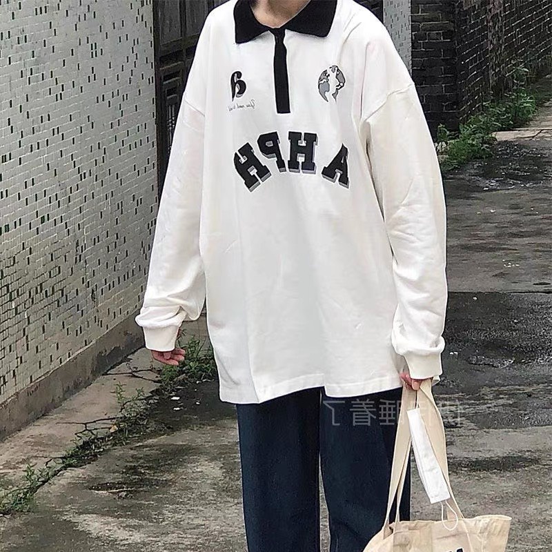 Áo polo dài tay chất nỉ bo dầy dặn form rộng unisex nam nữ