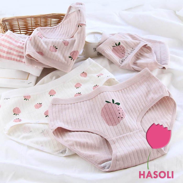 Set 5 Quần Lót Nữ Cotton Hình Dâu - Quần Chíp Nữ Kháng Khuẩn Dễ Thương Mềm Mịn S65