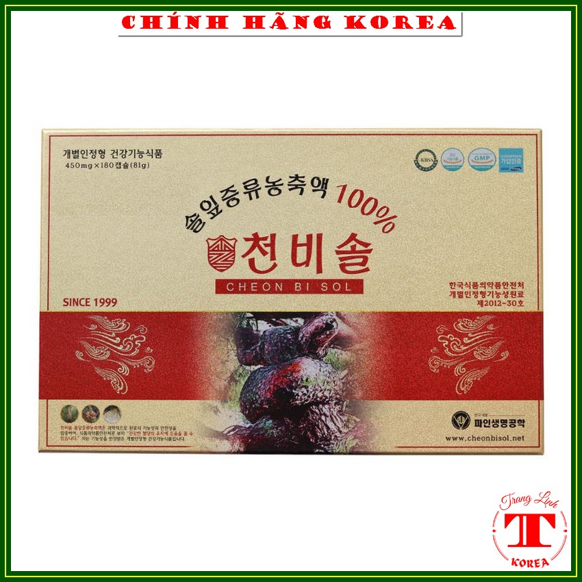 Tinh dầu thông đỏ hàn quốc Cheon Bi Sol nội địa, hộp 180 viên - Tăng đề kháng, giảm mỡ máu, phòng ung thư - tranglinh