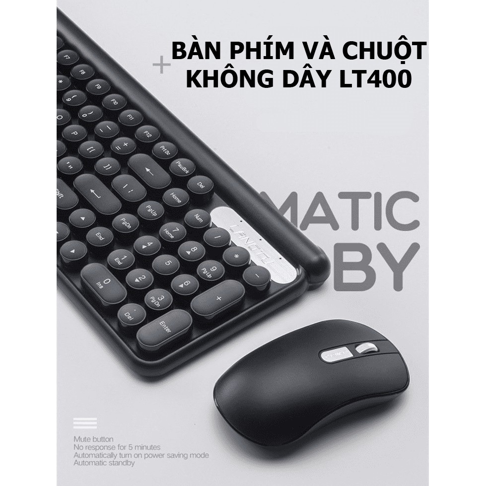 [Mã 155ELSALE giảm 7% đơn 300K] Bộ bàn phím chuột không dây LT-400 sạc pin dùng cho văn vòng, pc, laptop, tivi - NK