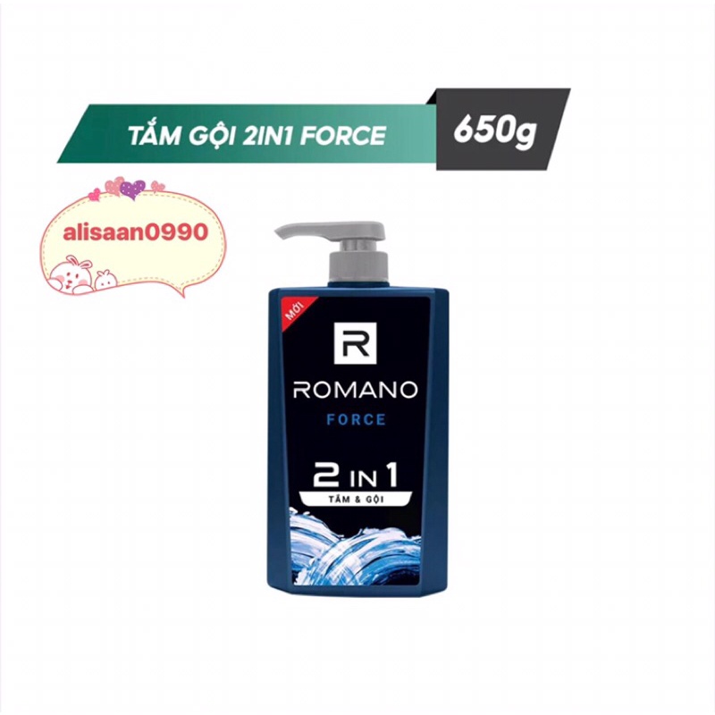 DẦU TẮM GỘI ROMANO 2 IN 1 FORCE 650G