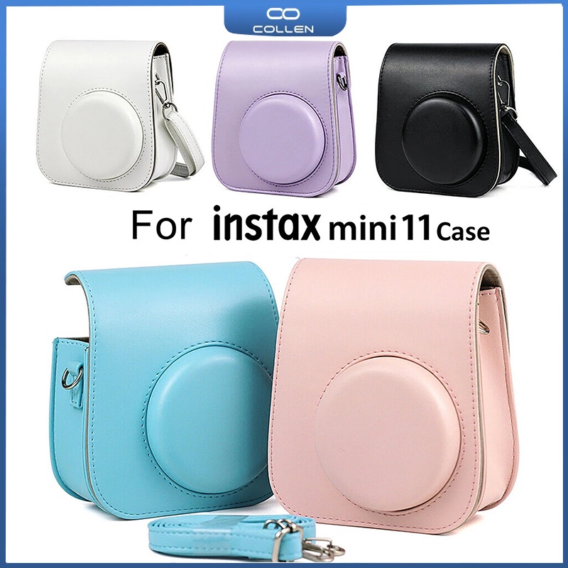 Túi bọc bảo vệ máy ảnh bằng da PU có dây đeo vai dành cho Fujifilm Instax Mini 11