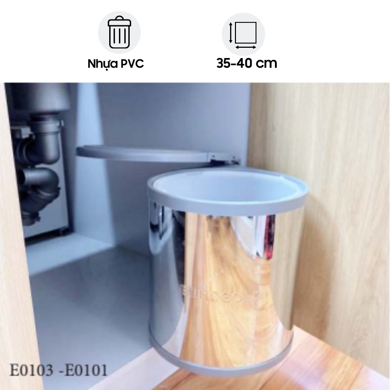 [FREESIP HCM] Thùng Rác Tròn Eurogold E0101/E0103 - 8L - Nhựa PVC