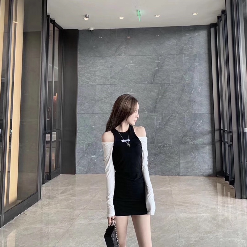 Váy body cotton trễ vai dài tay | BigBuy360 - bigbuy360.vn