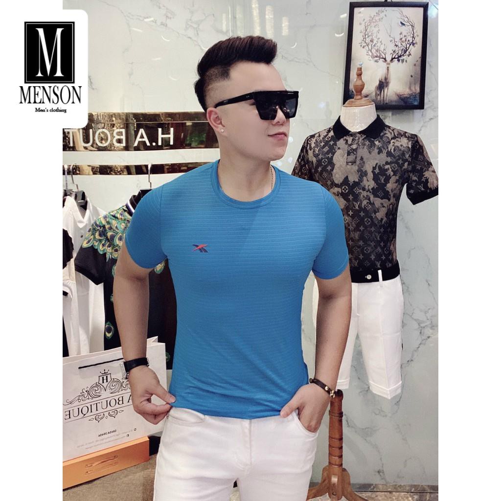 [Hàng Cao Cấp] Áo Phông Nam Thun Lạnh Cổ Tròn Chất Mát Mùa Hè, Áo Thun Nam Thể Thao Co Giãn Thoáng Mát MENSON M6218