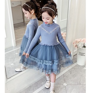Váy công chúa thân len điệu đà,ấm áp cho bé gái lớn size 16-40kg (HÀNG QCCC)