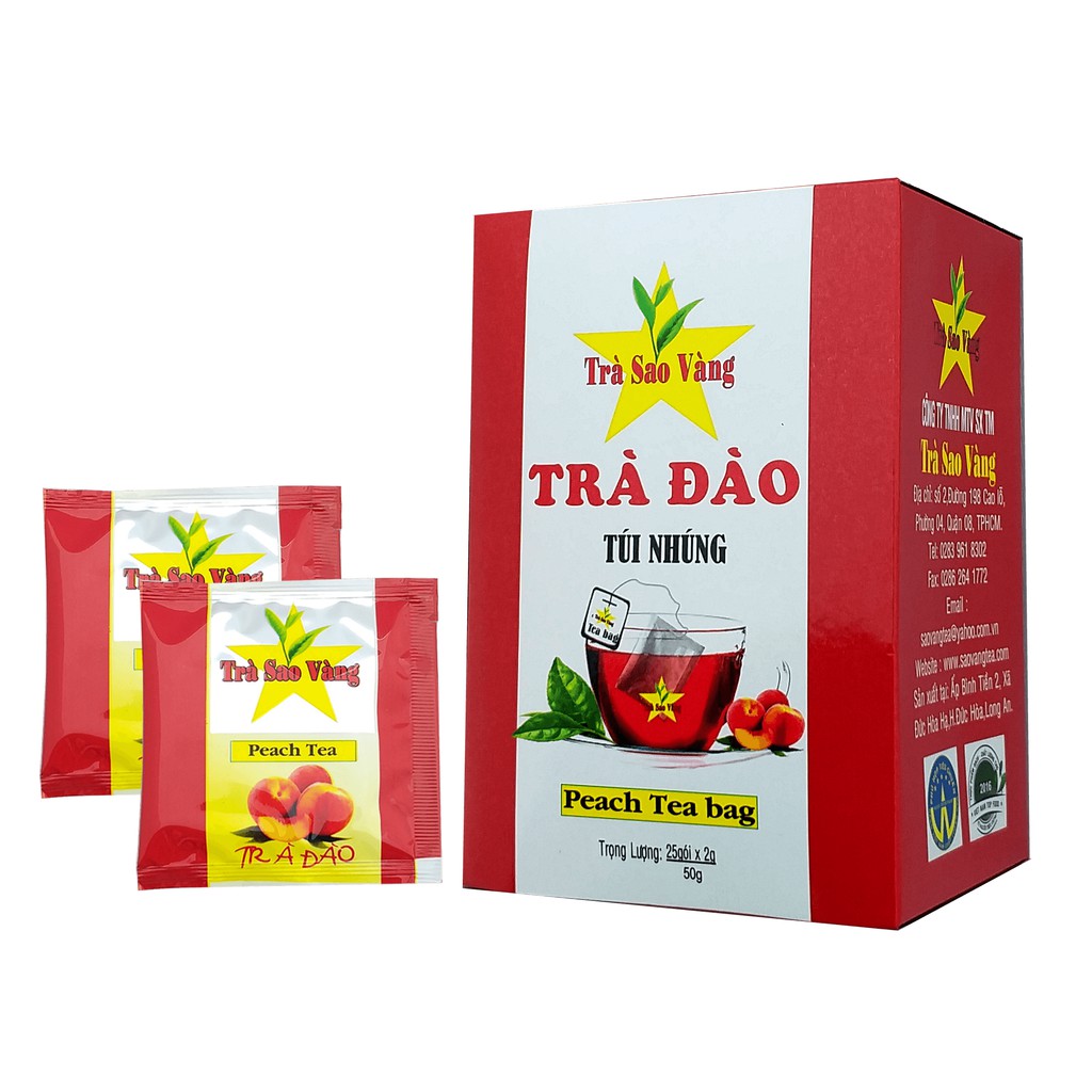 TRÀ ĐÀO TÚI NHÚNG - HỘP 25G, NGUYÊN LIỆU PHA CHẾ TRÀ ĐÀO