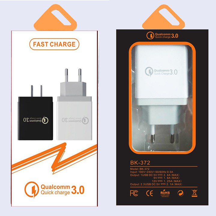 Củ sạc nhanh QC 3.0 Baixas 4 cổng USB Quick charge 25W Max 12V 9V 5V 1.5A 1.8A 5.5A youngcityshop 30.000