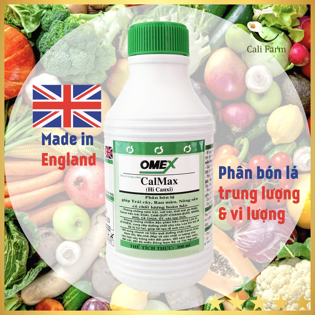 Phân bón lá Vi Lượng Omex 500 ml giàu can xi và  vi lượng chống nứt trái, trái đẹp được mùa