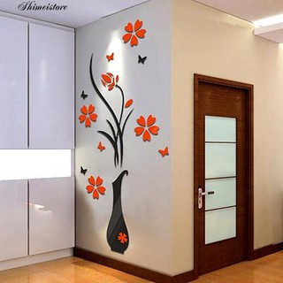 Nhãn dán trang trí tường hình bình hoa 3D nghệ thuật
