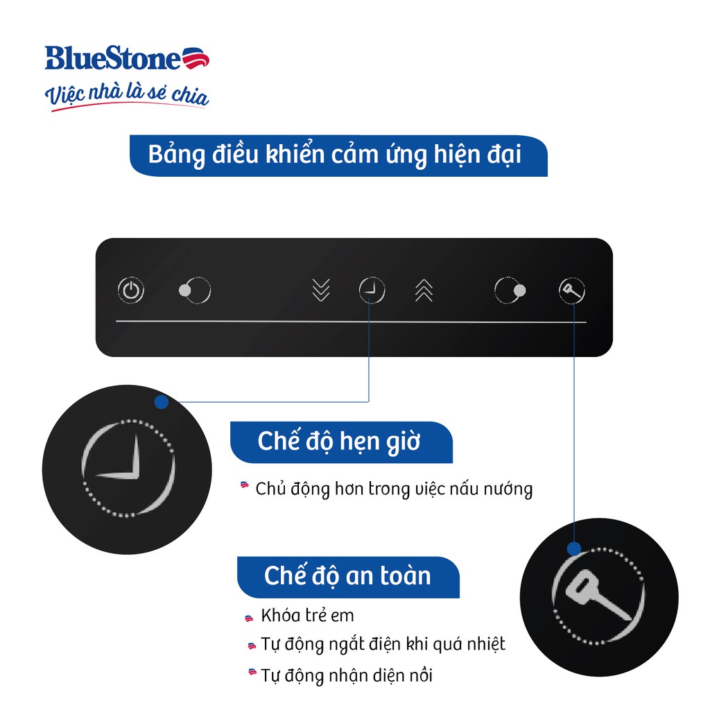 Bếp Âm Từ Đôi Bluestone ICB-6835 (5200W) Hàng chính hãng Hàng chính hãng