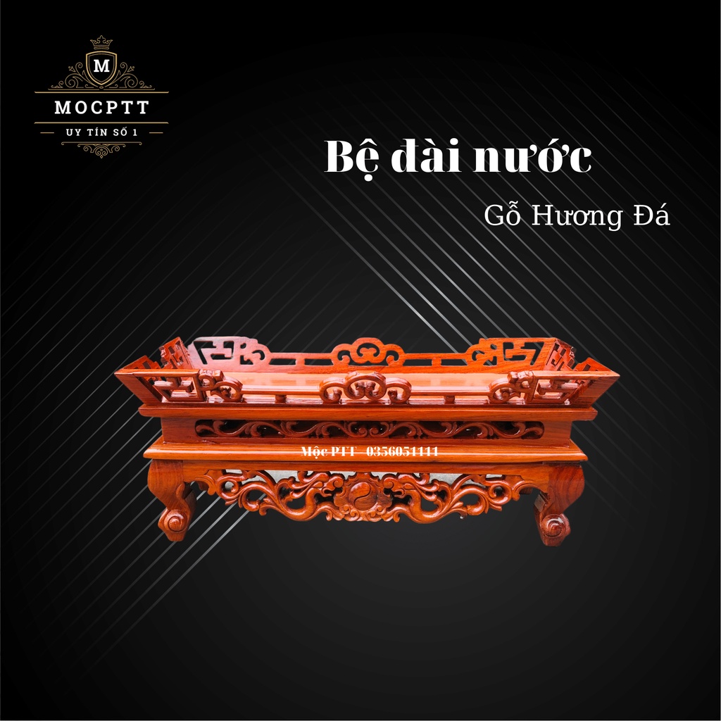 Bệ đài nước , mâm bịch gỗ Hương đá kích thước 18 x 18 x 43 cm