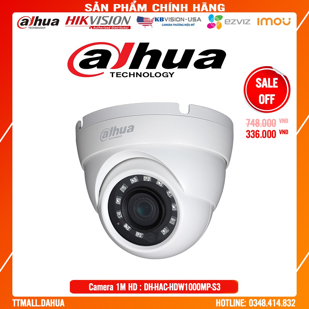 Camera Dahua DH-HAC-HDW1000MP-S3 1M 720P HD - Bảo hành chính hãng 2 năm