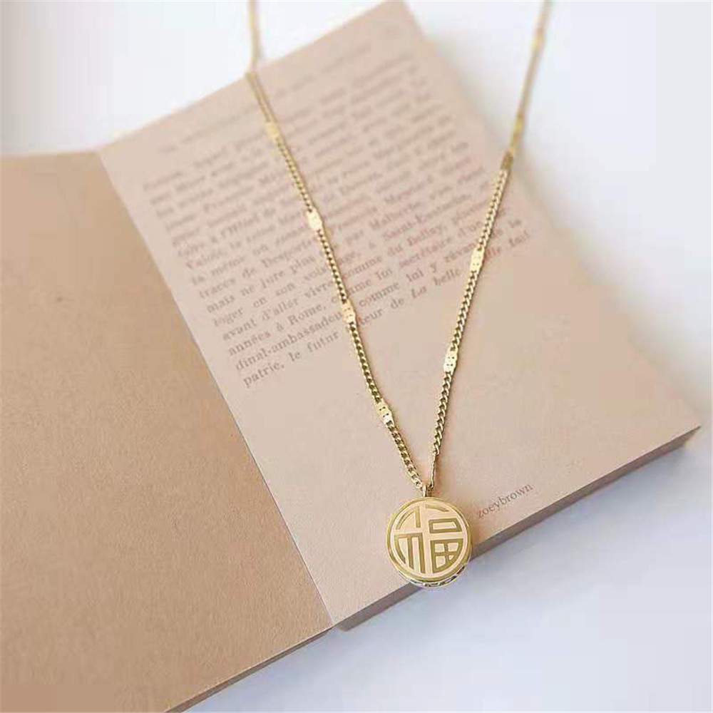 Vòng cổ mặt hình chữ FU phong cách Trung Hoa thời trang cho nữ