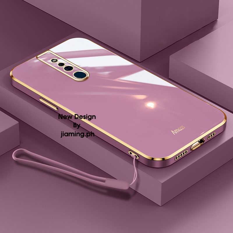 Ốp Điện Thoại Mềm Màu Kẹo Mạ Viền Sang Trọng Kèm Dây Đeo Dành Cho OPPO F11 Pro 2022