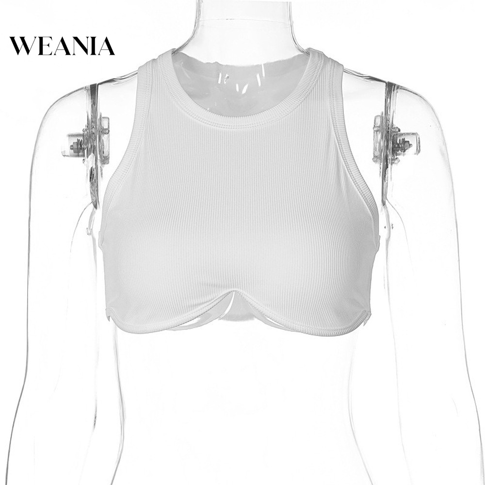 Áo Croptop Sát Nách Cổ Tròn Màu Trơn Thời Trang Mùa Hè Năng Động Cho Nữ