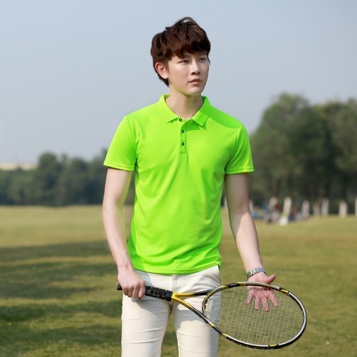 Áo phông trơn polo nam nữ xanh chuối cổ bẻ tay ngắn vải lacooste 4 chiều  cao cấp – Nhận in thêu đồng phục  theo yêu cầu
