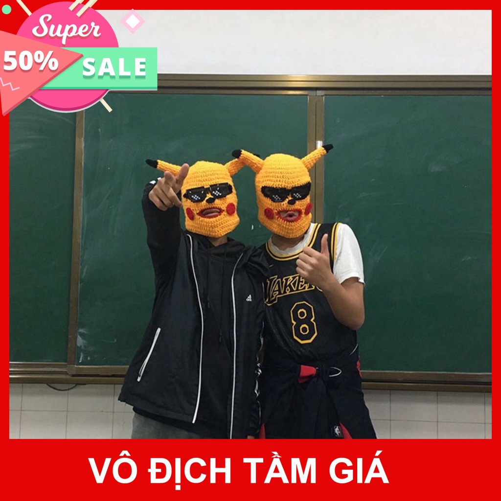 Mũ len hình Pikachu đội đầu hài hước, Mặt nạ dễ thương, Mũ Len đội đầu độc lạ