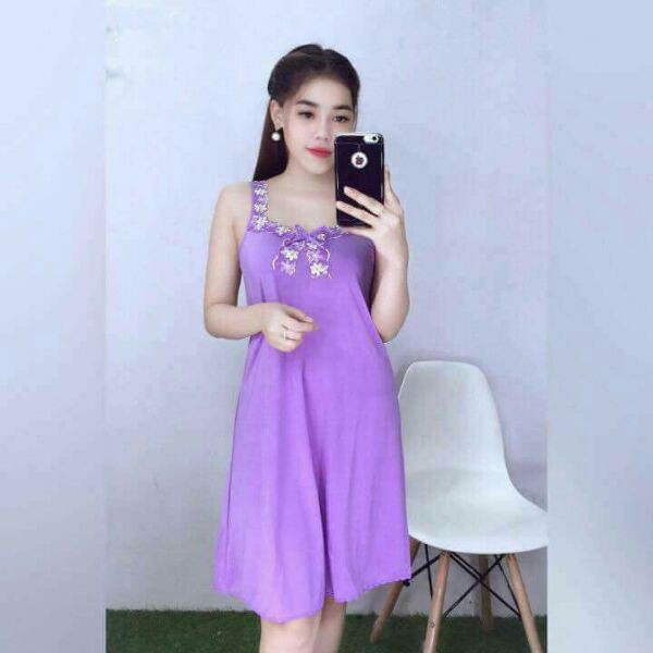 Đầm ngủ mặc nhà thun lạnh Đầm ngủ nữ 2 dây nâng ngực dáng suông | BigBuy360 - bigbuy360.vn