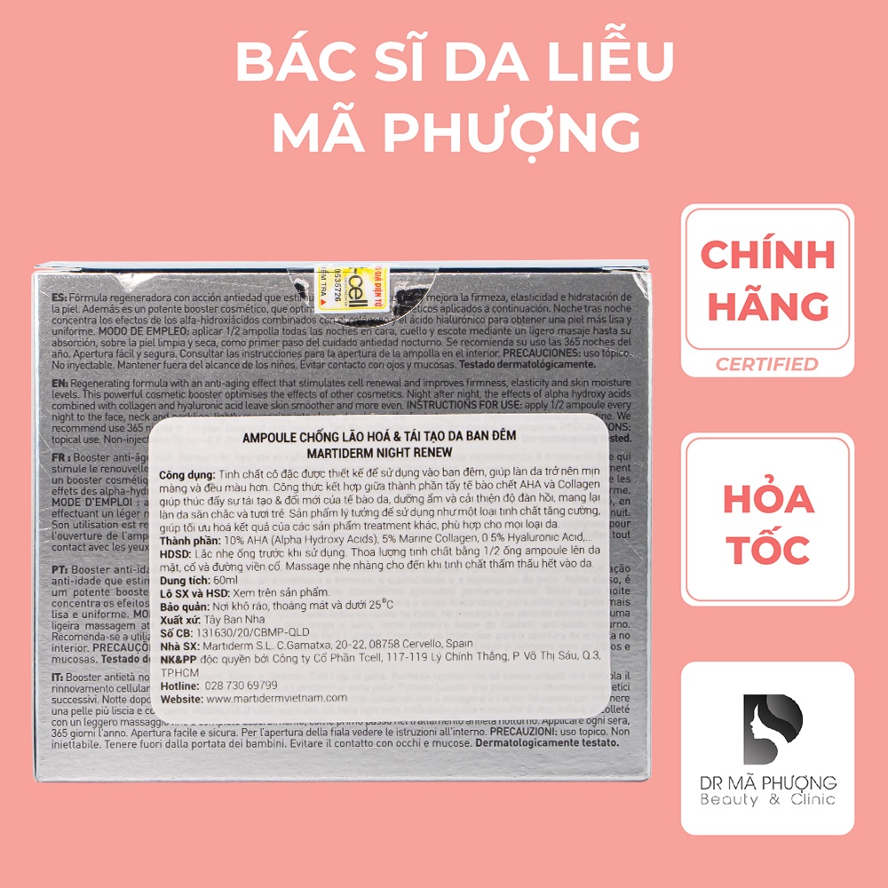 Tinh chất thúc đẩy phục hồi  da Martiderm Platinum Night renew ampoule ( Vỉ )