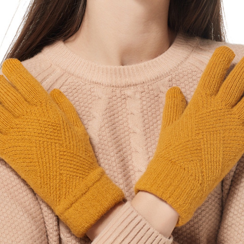 Găng Tay Len Dày Dặn Giữ Ấm Màu Trơn Họa Tiết Argyle Dành Cho Nam