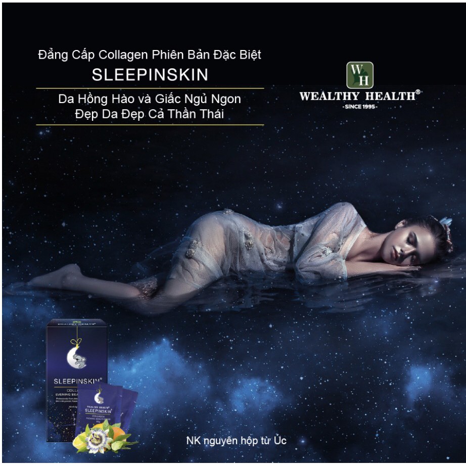 (NHẬP KHẨU ÚC)Bộ Sản Phẩm Gồm:Collagen Tác Động Kép Đẹp Da Ngủ Ngon Sleepinskin Hộp 30 Gói & Kem Dưỡng Da Nhau thai cừu