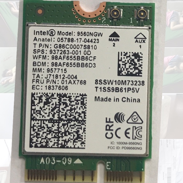 Card không dây wifi intel ac 9560, cab anten wifi