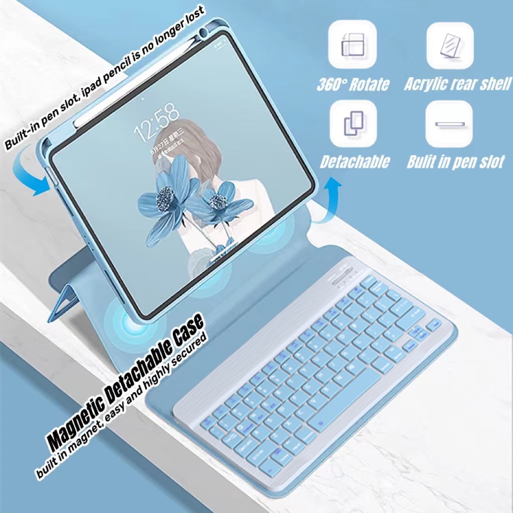 NIXXOS Bao Da Có Bàn Phím Bluetooth Xoay 360 Độ Cho iPad 10.2'' iPad 9th/8th/7th Gen 10.9'' Air4/Air5 2021/2020 Pro 11''
