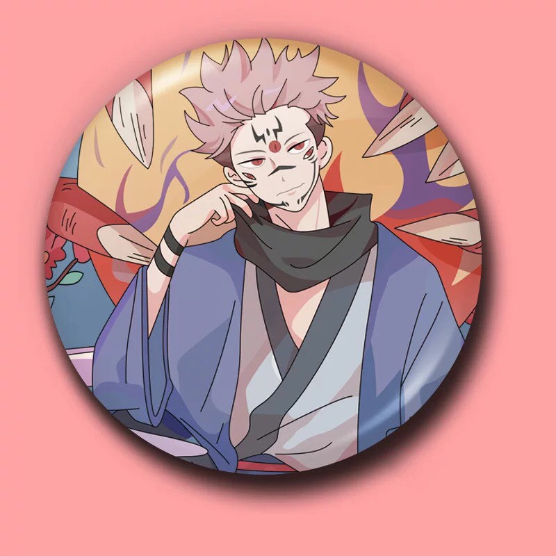 Huy hiệu cài áo IN HÌNH Jujutsu Kaisen Chú thuật hồi chiến ver yukata anime chibi dễ thương tiện lợi 01