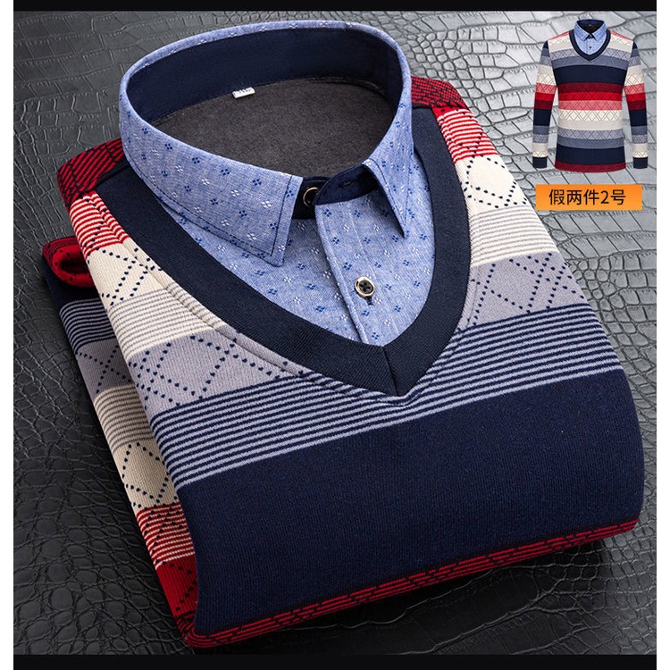 Áo Sweater Dày Dặn Thời Trang Thu Đông Dành Cho Nam Giới Độ Tuổi Trung Niên