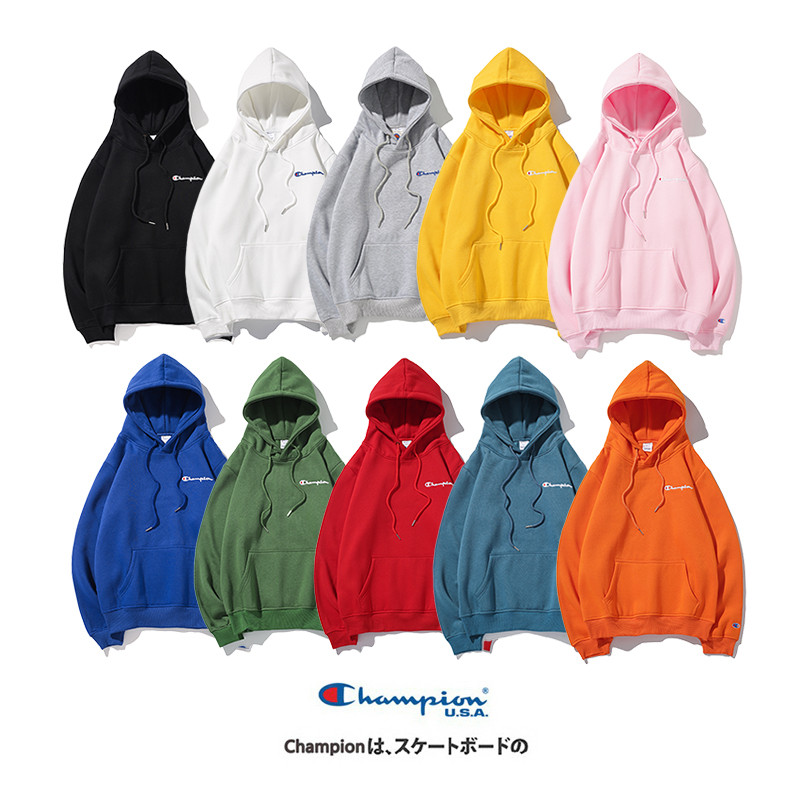 CHAMPION Men and Women Cotton Plus Velvet Hooded Sweatshirt