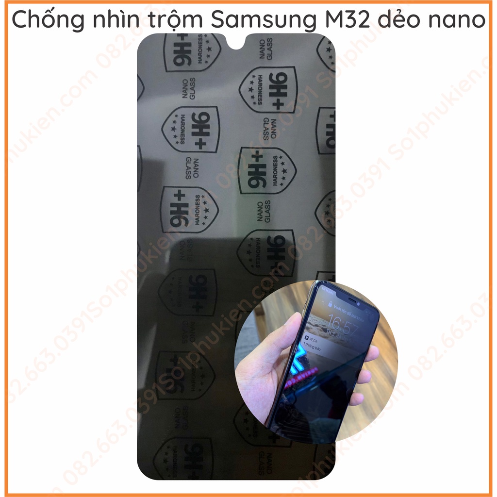 Dán cường lực chống nhìn trộm Samsung M32 dẻo nano, bảo vệ màn hình