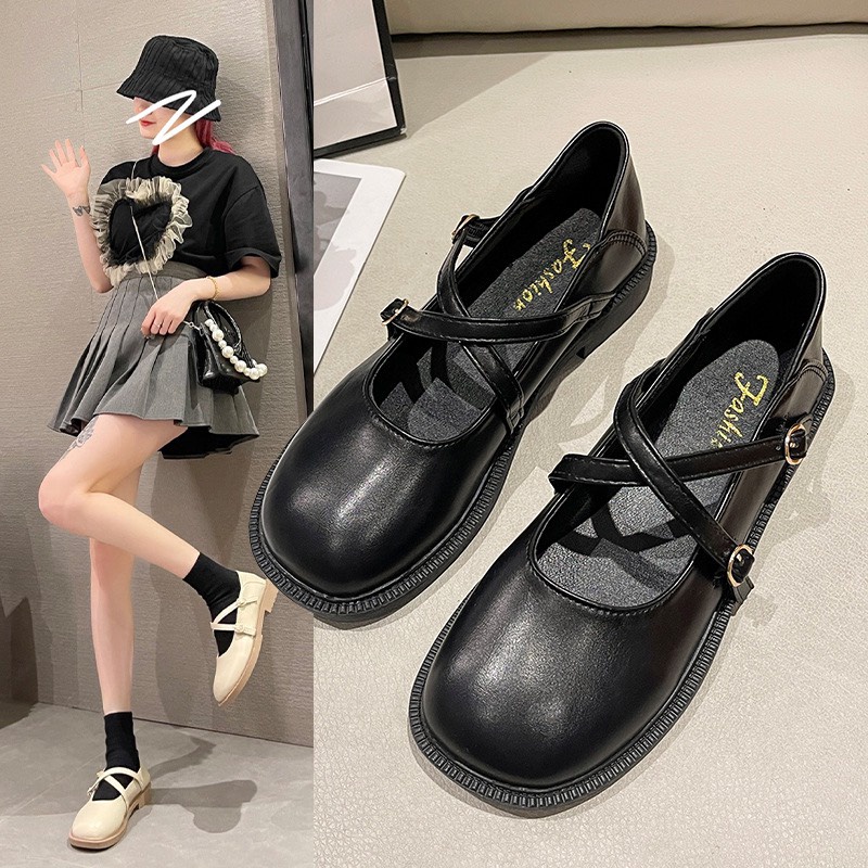 Lùi 1 sz Giày búp bê quai chéo đế 2,5cm style lolita Nhật Bản G001