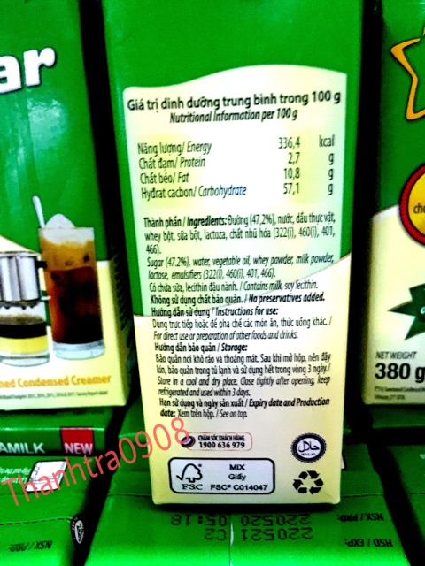 Sữa đặc Ngôi sao Phương Nam xanh lá- Hộp giấy 2 hộp x 380g