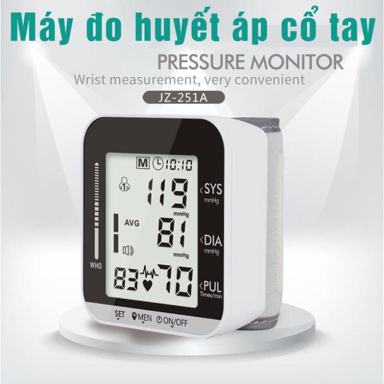 Máy đo huyết áp điện tử cổ tay JZ-251A màn hình LCD đo chỉ số huyết áp , nhịp tim