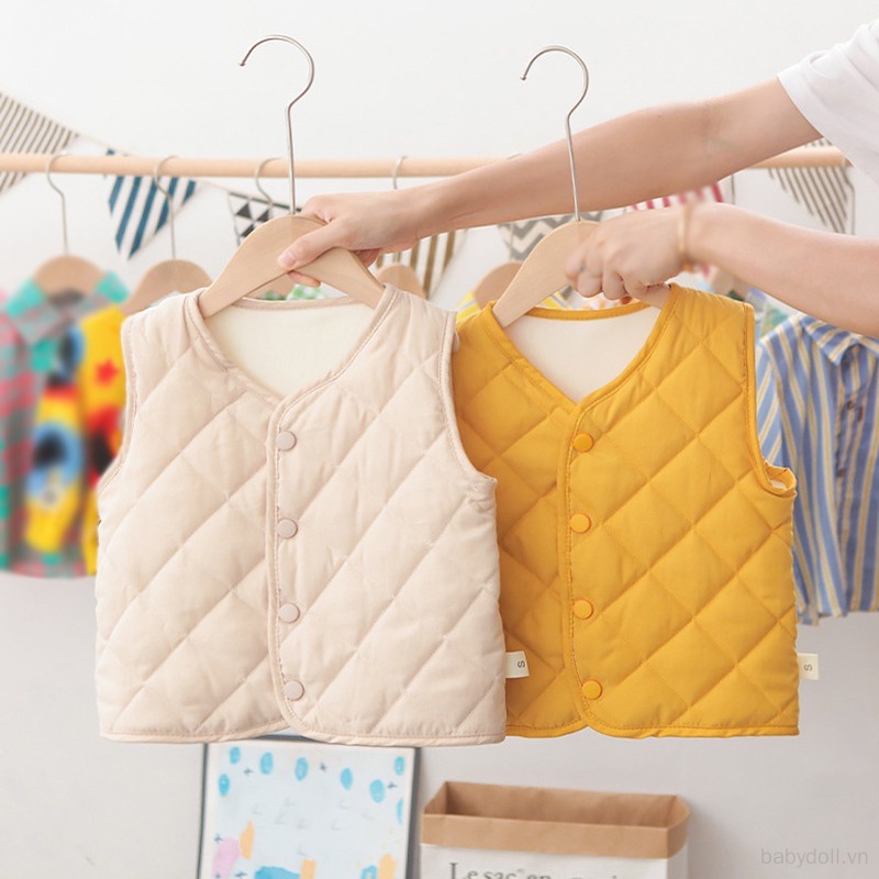 Áo Cotton Không Tay Màu Trơn Giữ Ấm Phong Cách Hàn Quốc Mới Cho Bé Gái