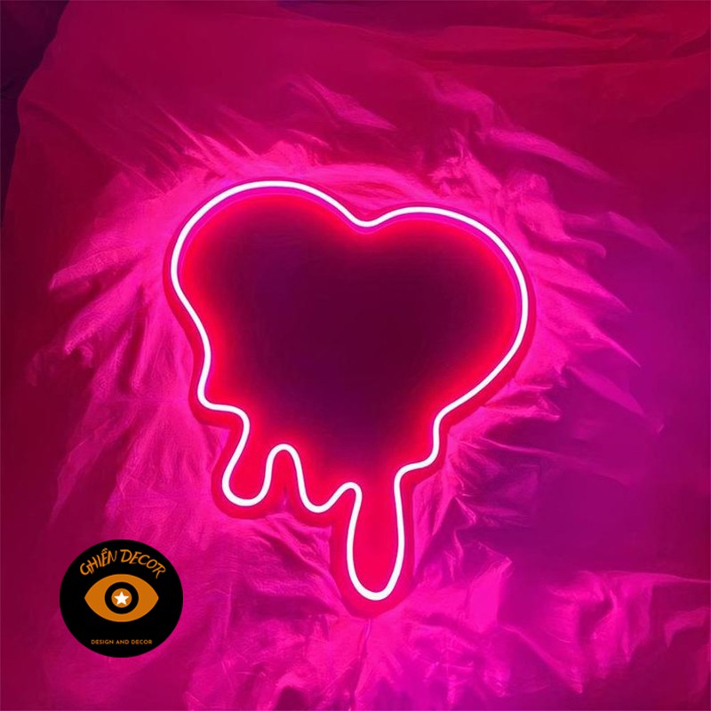 Đèn trang trí led Neon sign hình trái tim tan chảy | Đèn neon trang trí phòng ngủ, treo tường