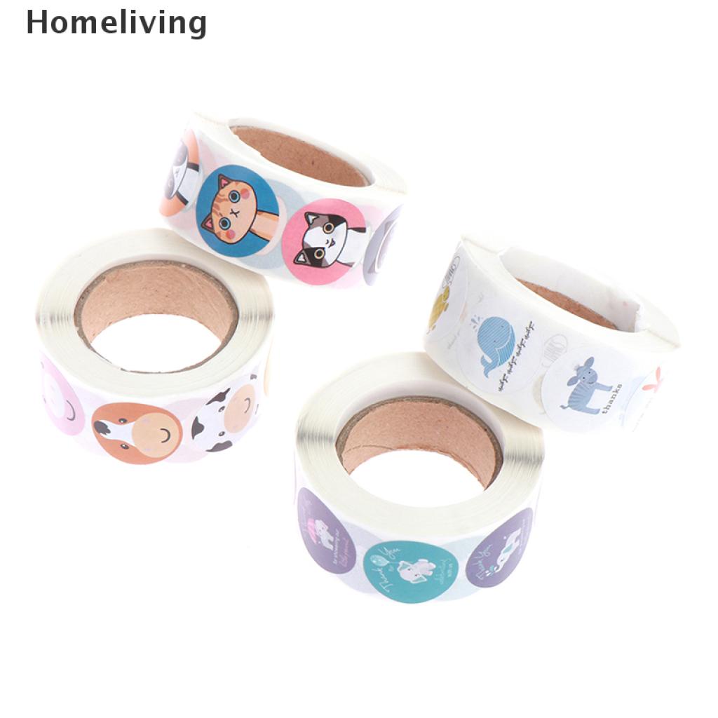 Cuộn 500 miếng dán trang trí hình động vật rừng cây dễ thương