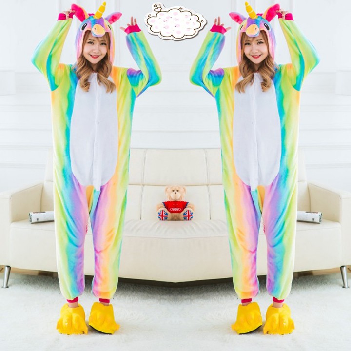 Bộ Đồ Thú Unicorn Rainbow Kỳ Lân Cầu Vồng Chất Nhung Mềm Mịn | BigBuy360 - bigbuy360.vn