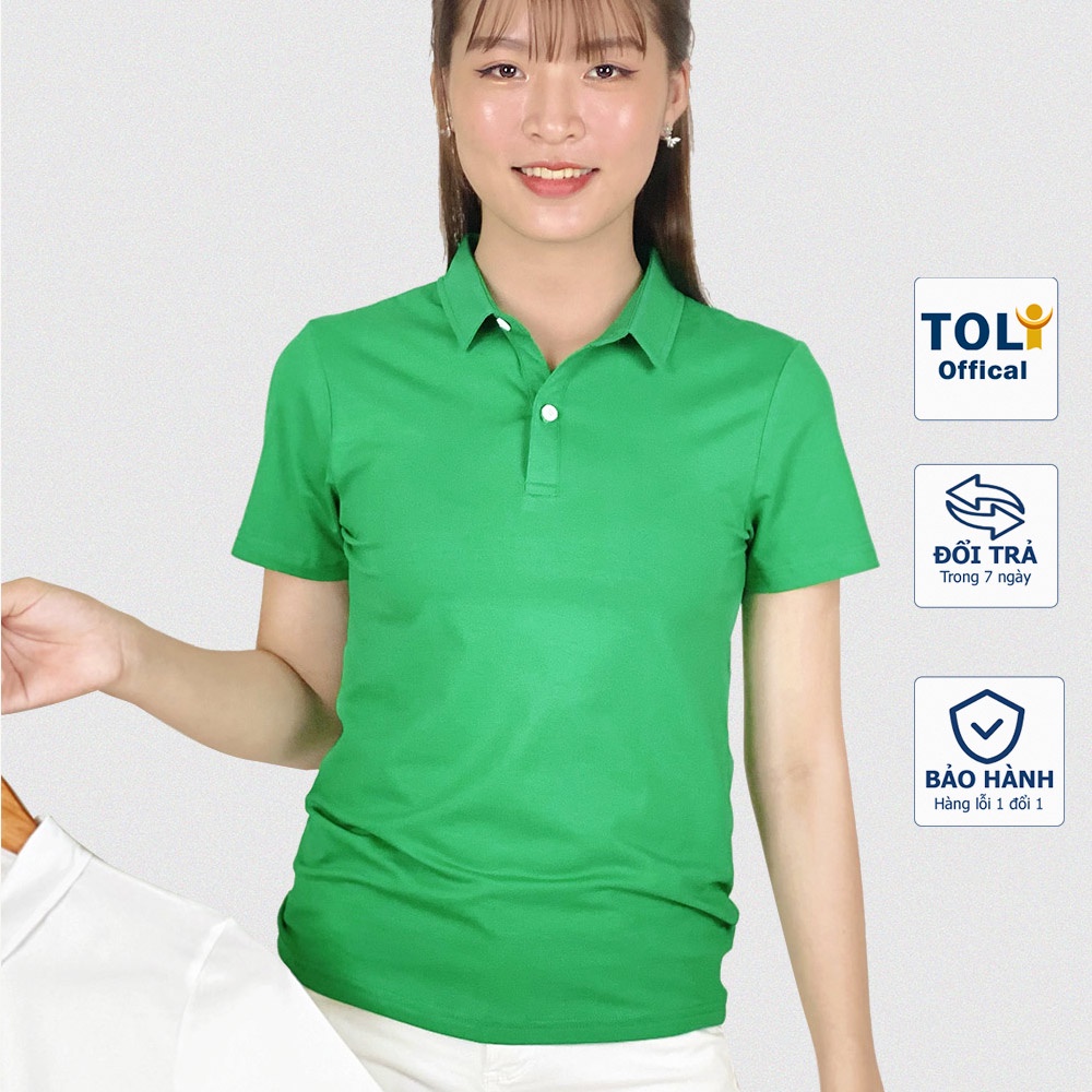 Áo thun nữ Cổ Sơ Mi (Cổ trụ) TOLI, chất cotton 4 chiều mềm mịn, co dãn Màu Xanh Lá