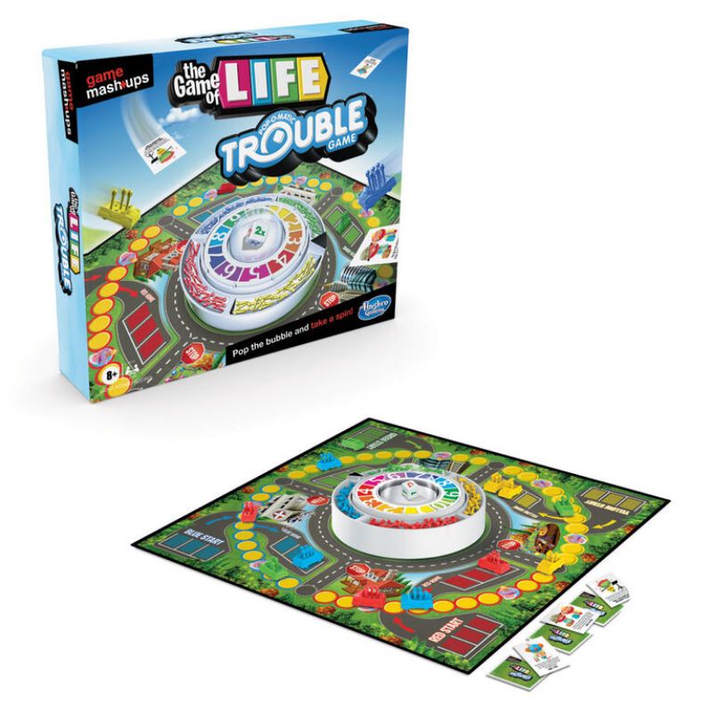 Trò chơi The Game of Life phiên bản con quay Pop o Matic Trouble game của Hasbro Game