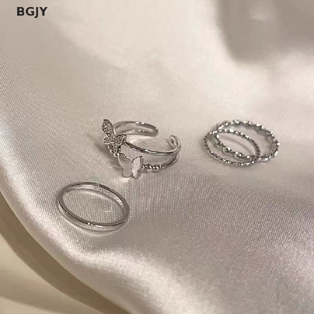 Set 3 / 4 Nhẫn Hở Bằng Kim Loại Có Thể Điều Chỉnh Phong Cách Hiphop Mới