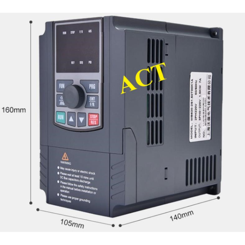 WB620-2S-0.75G - Vào 1P-220V ra 3P-220V 0.75KW (1HP) - Biến tần Wobao WB620