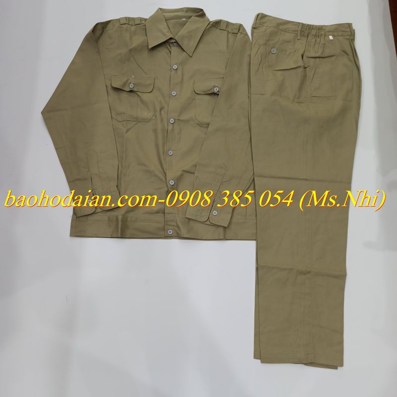 Quần áo bảo hộ lao động  DN10 màu ghi nâu- Hình thật
