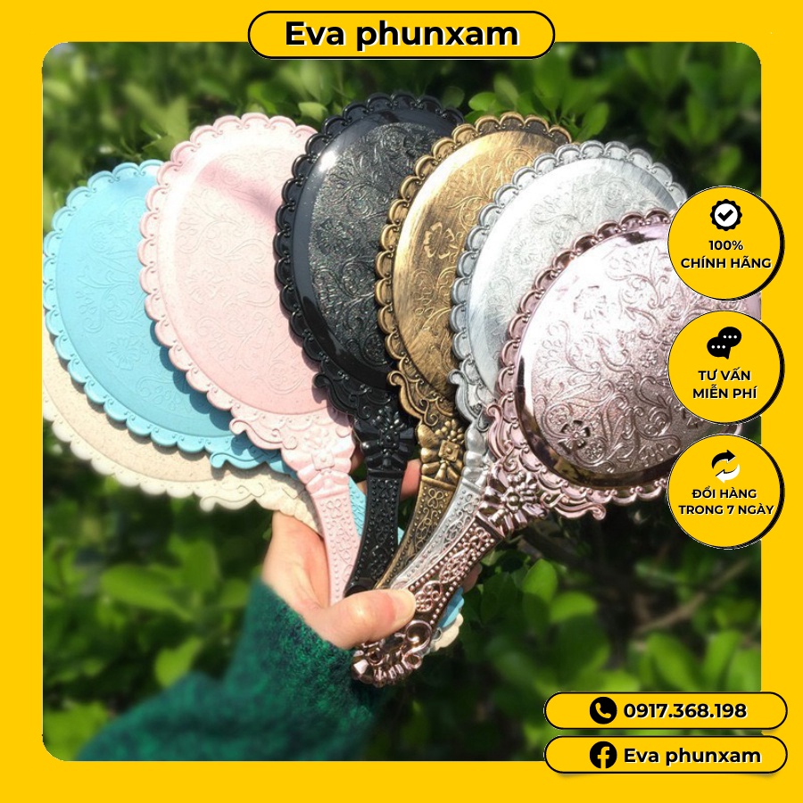 Gương cầm tay công chúa phun xăm
