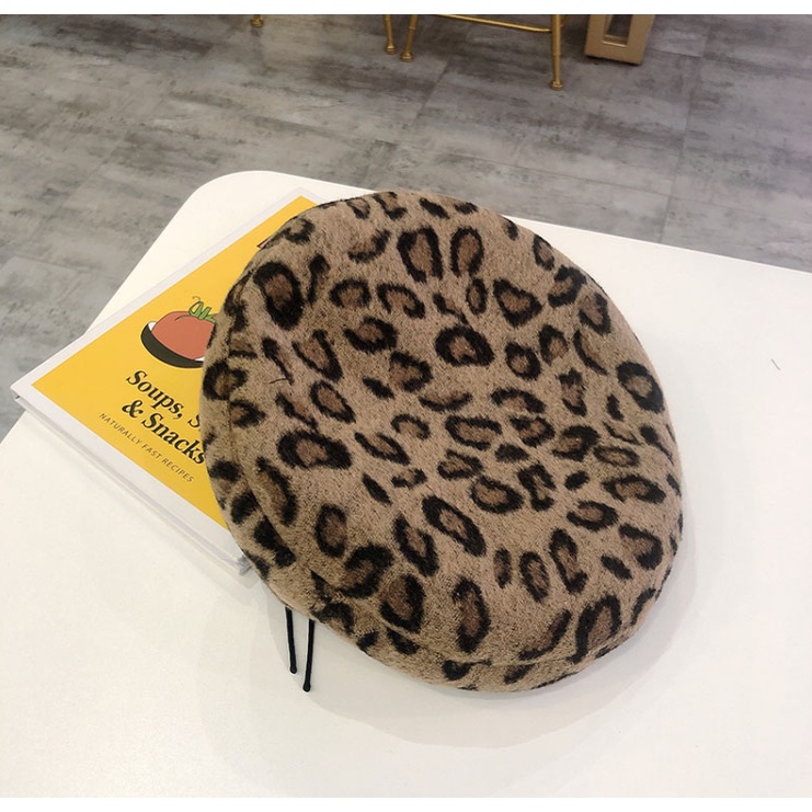 Mũ Beret Họa Tiết Da Báo Cá Tính Cho Nữ