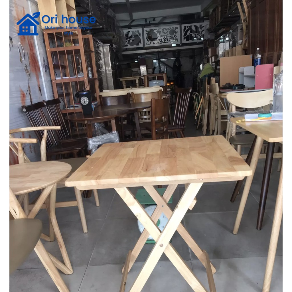 Bàn cafe băng gỗ hinh vuông 60*60 xếp gọn tiện dụng - Nội Thất Ori