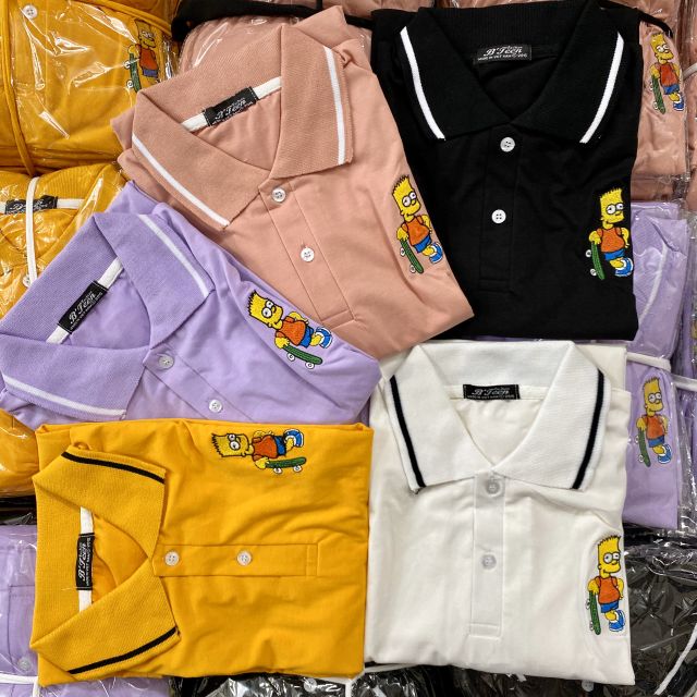 Áo Polo [Hình thật B'teen%] thêu cậu bé trượt ván